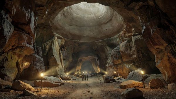 Soaring domed cavern passage at Mammoth Cave National Park, Kentucky