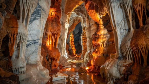 Marble cave formations at Oregon Caves National Monument