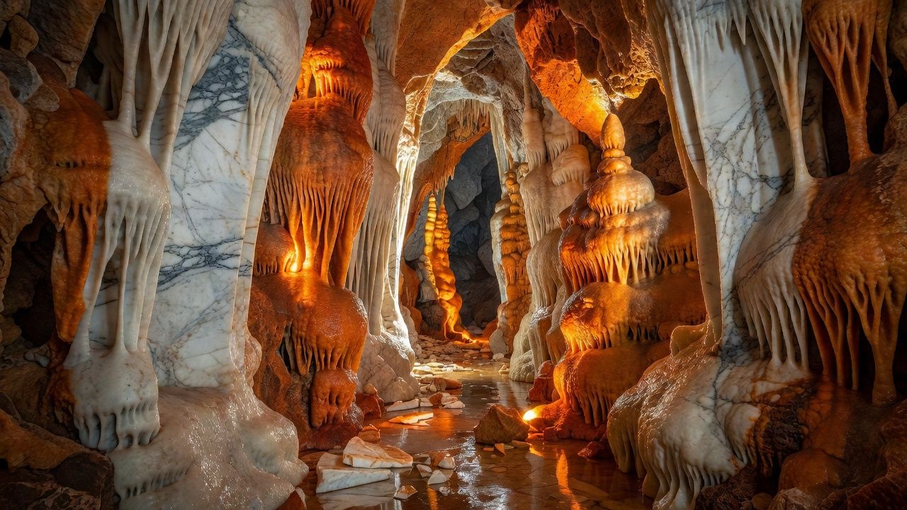 Marble cave formations at Oregon Caves National Monument